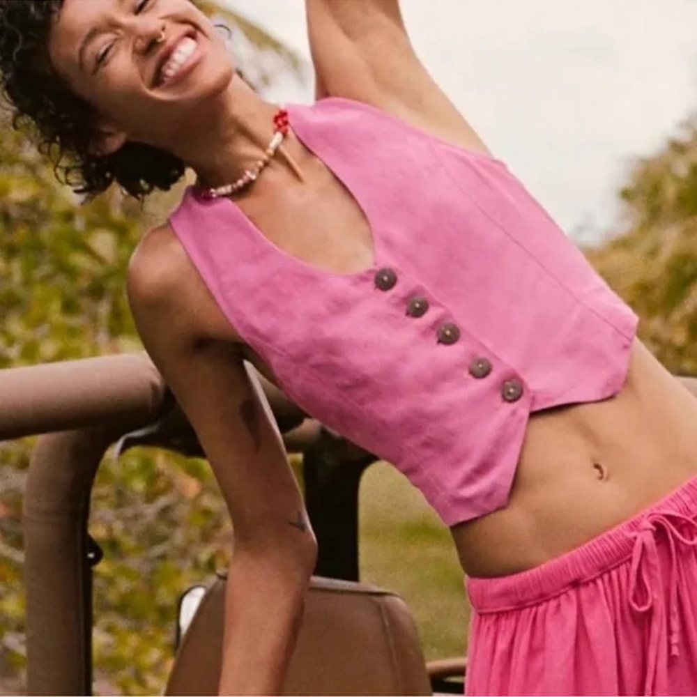 NWT Free People hot pink Vest size L
